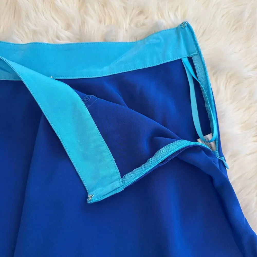 Madison Marcus Blue Silk Skater Mini Skirt XS NWT
